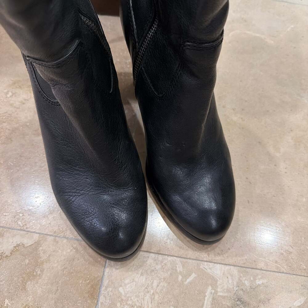SALE❤️ Frye Patty Artisan Zip Black Leather Block Heel Ankle Booties - Picture 7 of 10